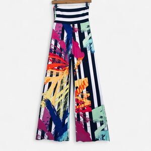 Luz Artistic Multi-Colored Wide Leg Stretch Palzazzo Pants. XS-S